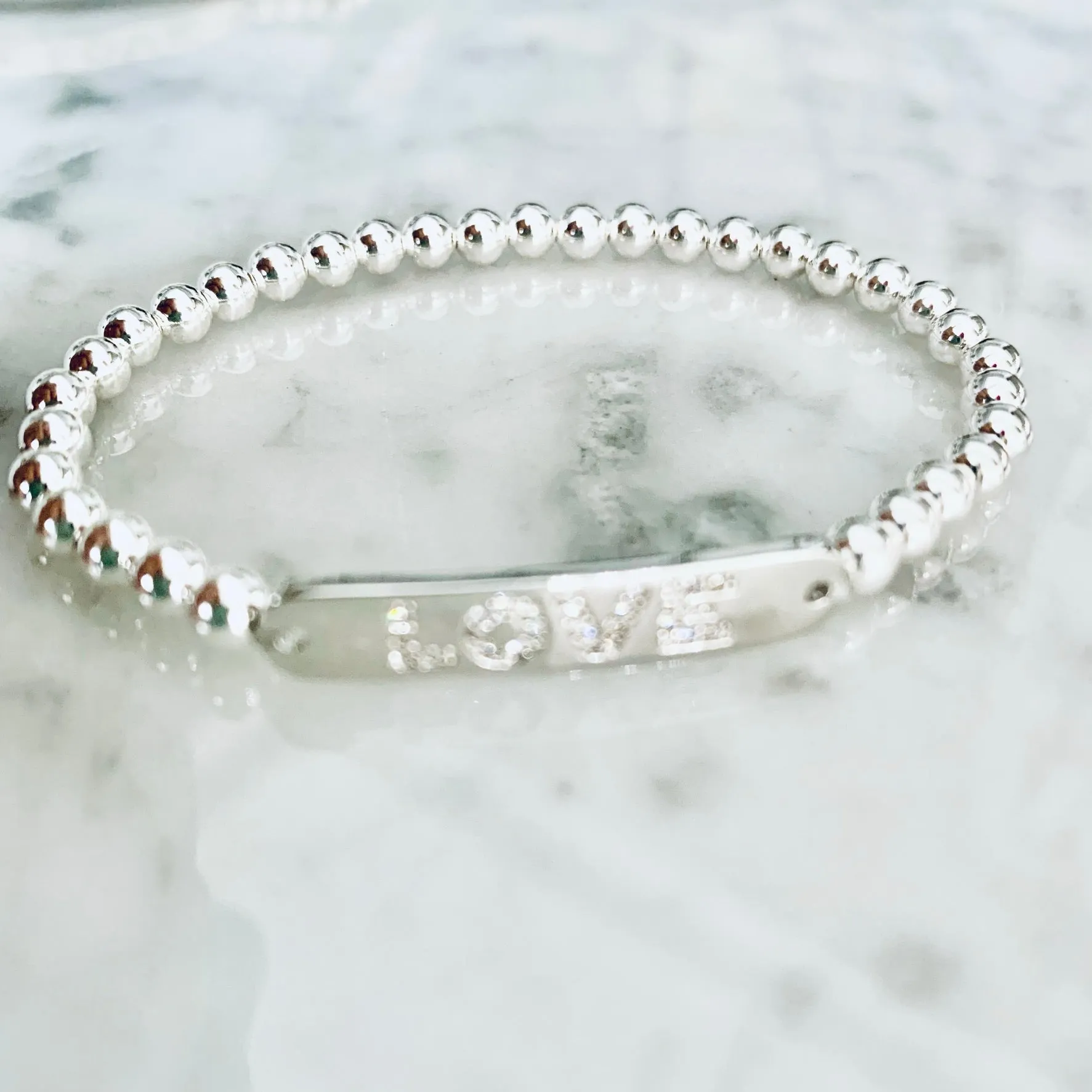 4mm Beaded "LOVE" Bracelet