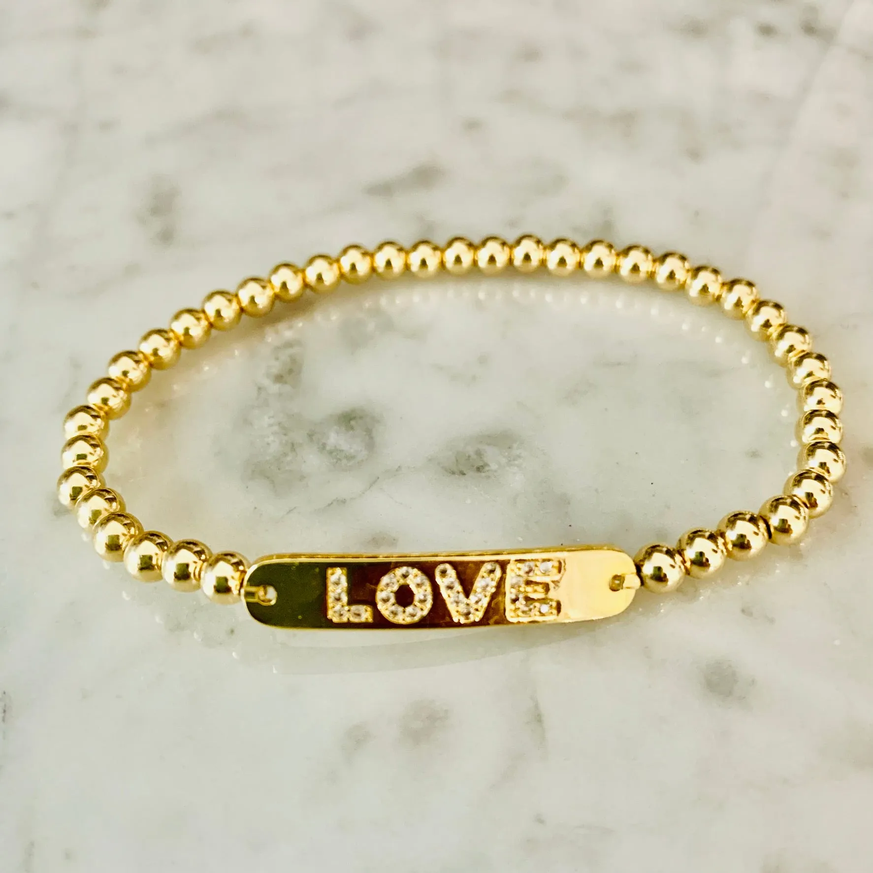 4mm Beaded "LOVE" Bracelet
