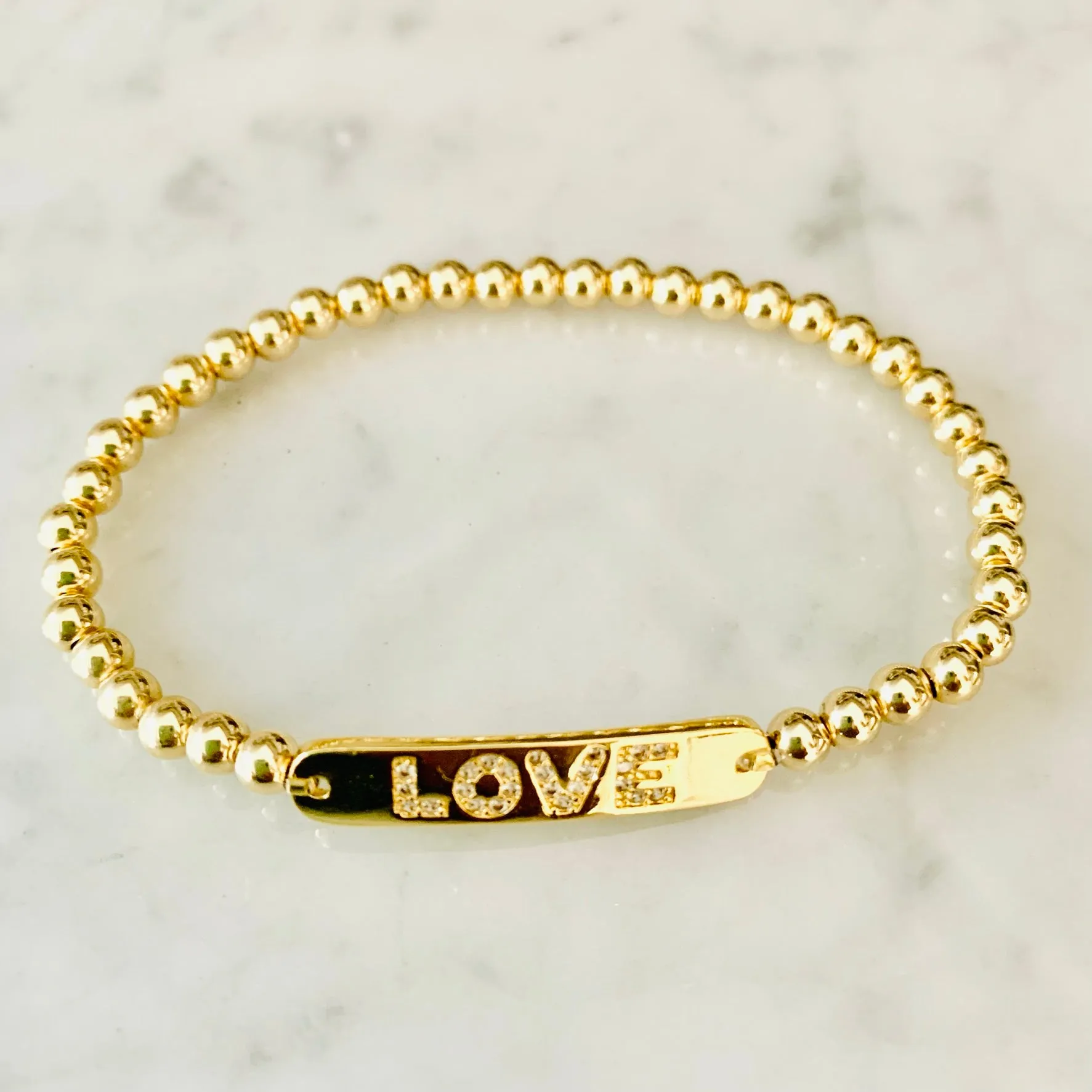 4mm Beaded "LOVE" Bracelet