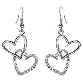 Adorable Chic Valentine Theme Crystal Rhinestone Heart Dangle Earrings E905 SVR