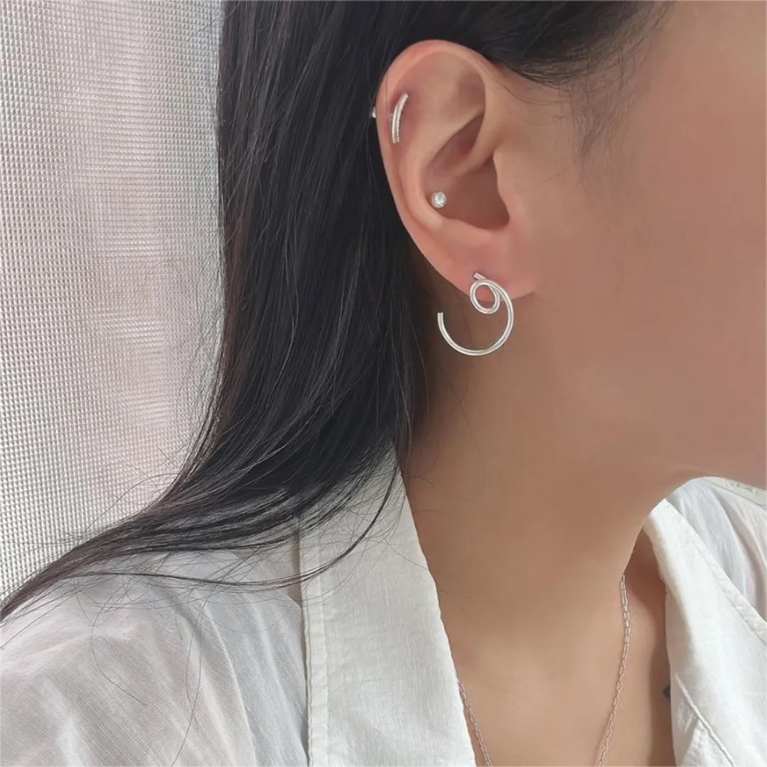 Asymmetric Twist Earrings Sterling Silver