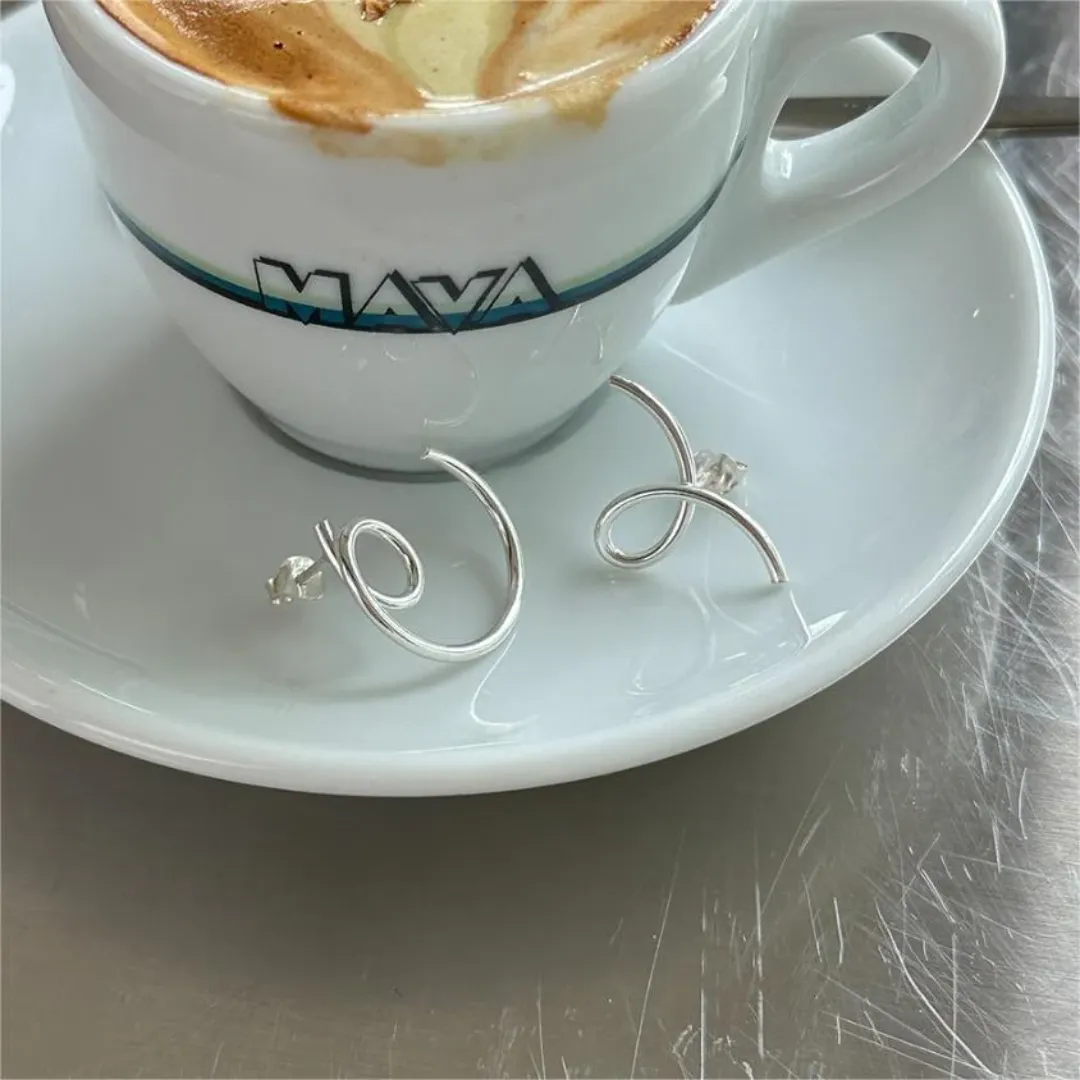 Asymmetric Twist Earrings Sterling Silver