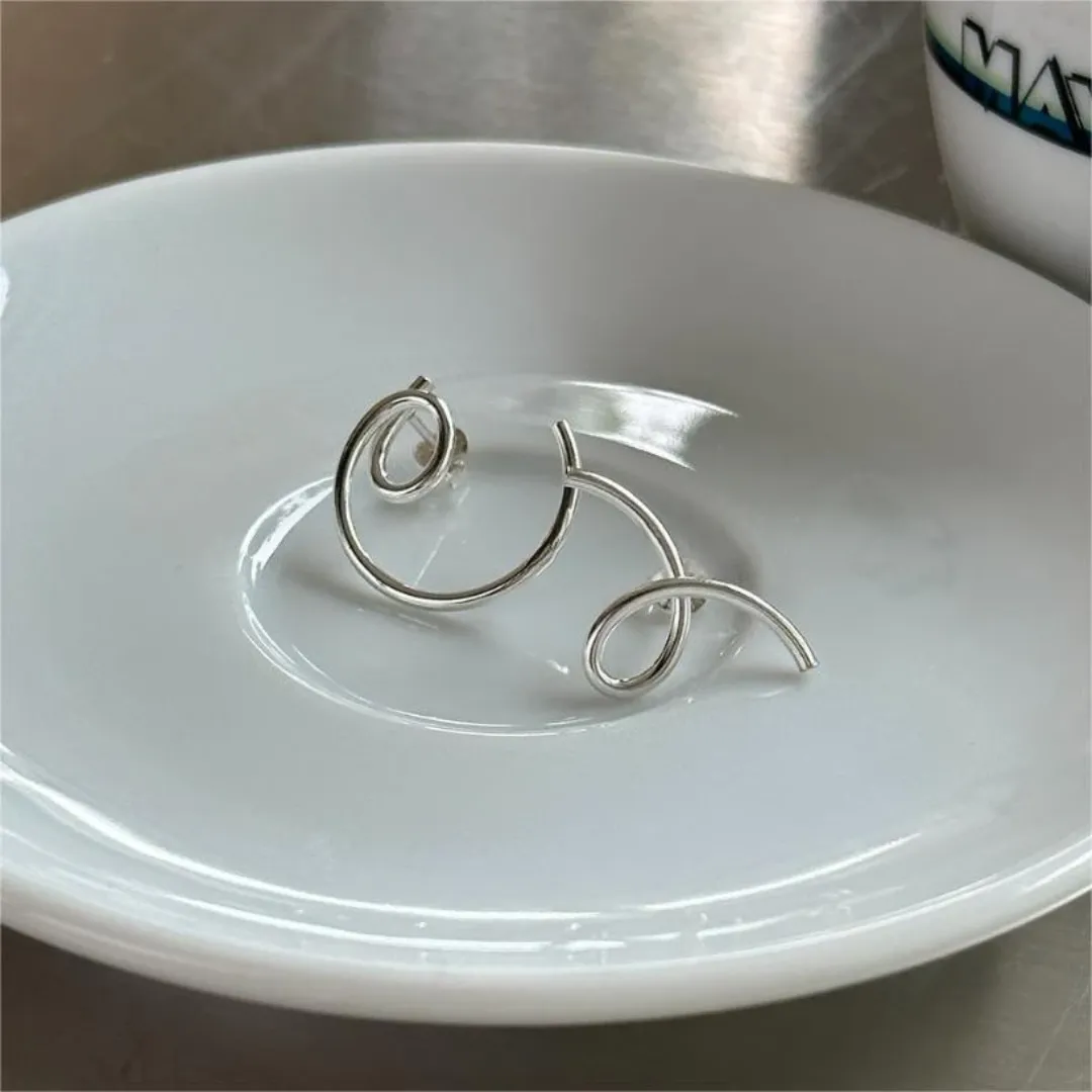 Asymmetric Twist Earrings Sterling Silver