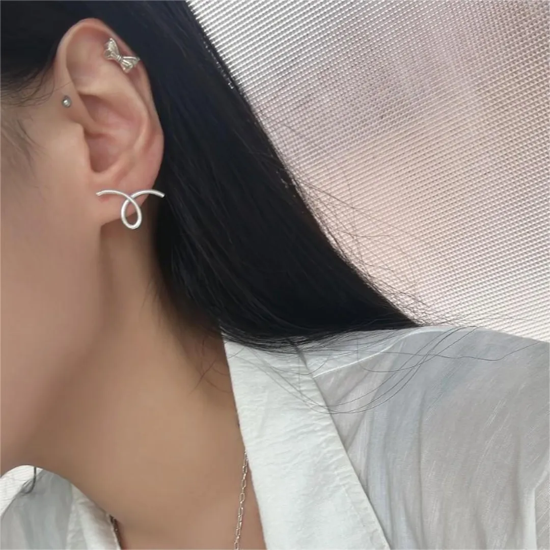 Asymmetric Twist Earrings Sterling Silver