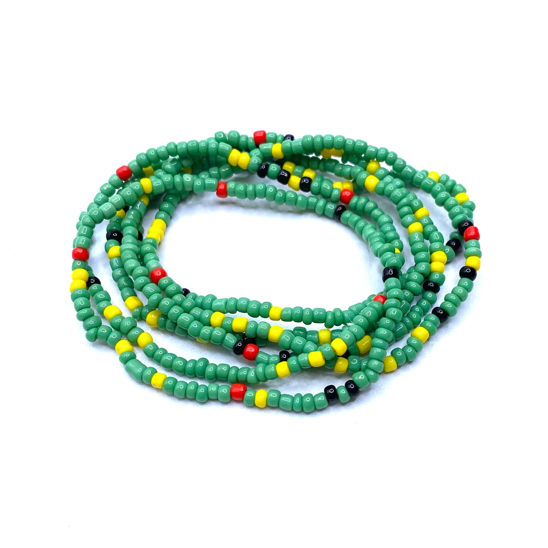 Bracelet Stretch Bohemian Stackable Bead 6 piece Green Mix