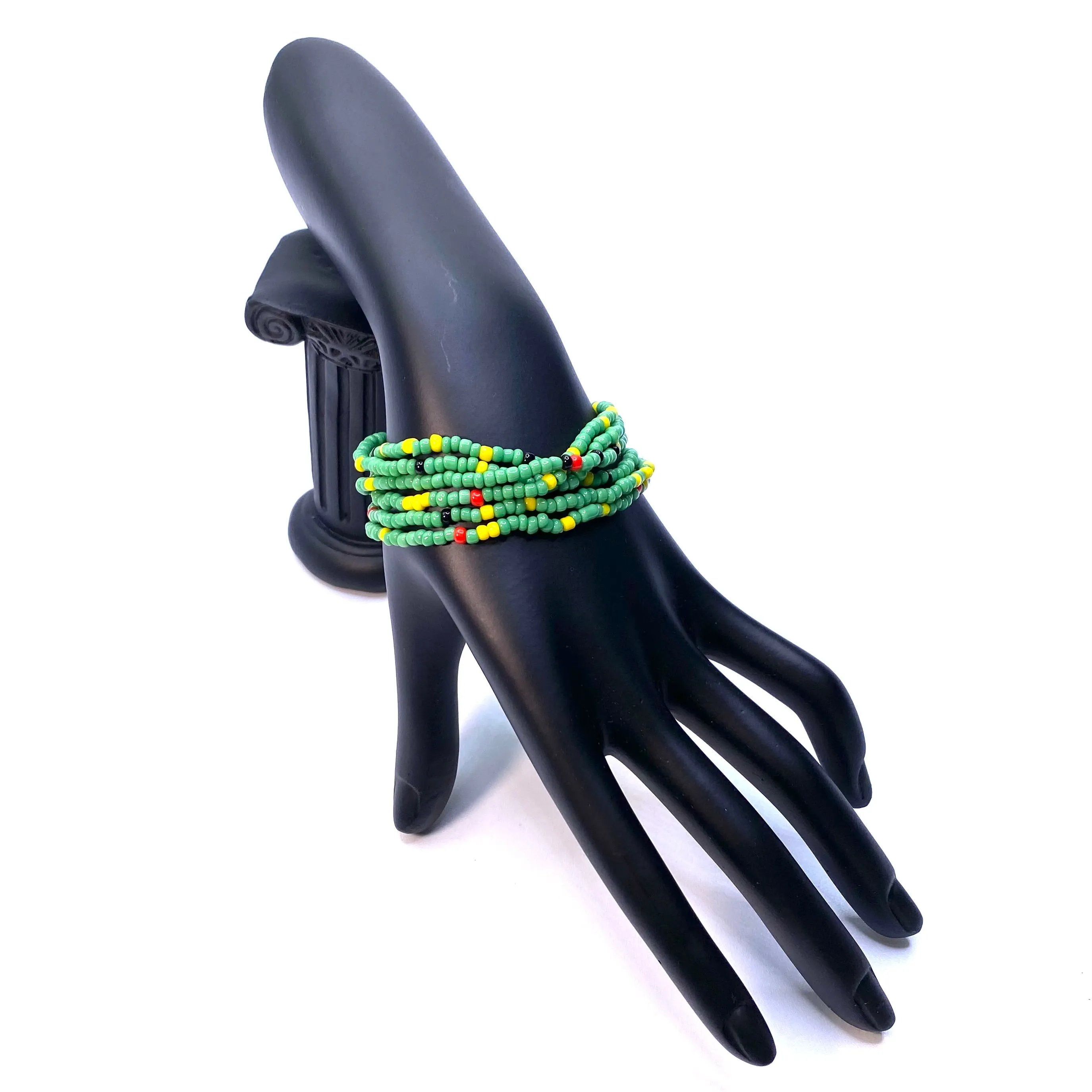 Bracelet Stretch Bohemian Stackable Bead 6 piece Green Mix
