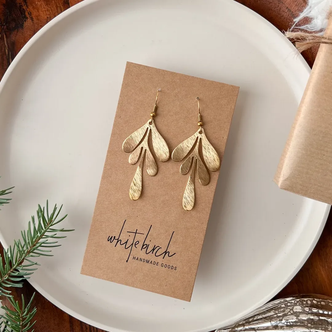 Brass Leaf Earrings