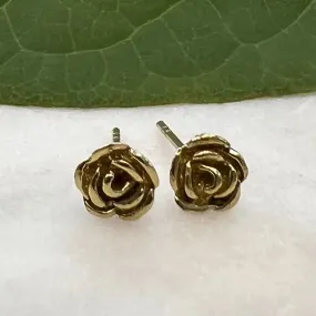 Brass Rose Stud Earrings