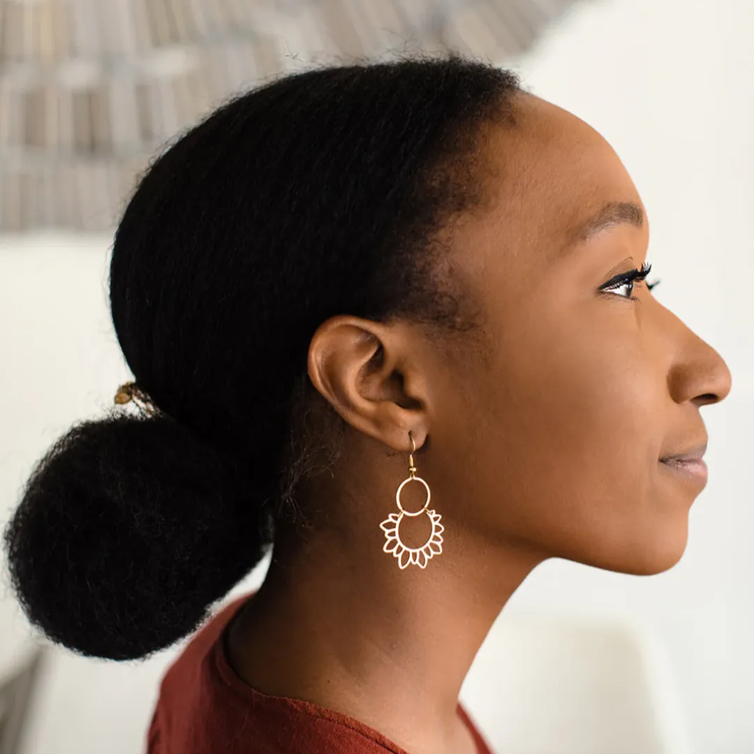 Brass Sunflower Earrings