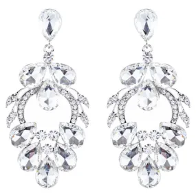 Bridal Wedding Jewelry Crystal Rhinestone Beautiful Design Earrings E1023 Silver