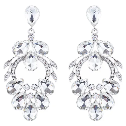 Bridal Wedding Jewelry Crystal Rhinestone Beautiful Design Earrings E1023 Silver