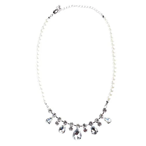 Bridal Wedding Jewelry Crystal Rhinestone Captivating Tear Drop Necklace J580 SV