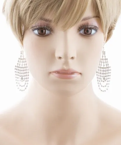 Bridal Wedding Jewelry Crystal Rhinestone Dazzling Drape Dangle Earrings E984 SV