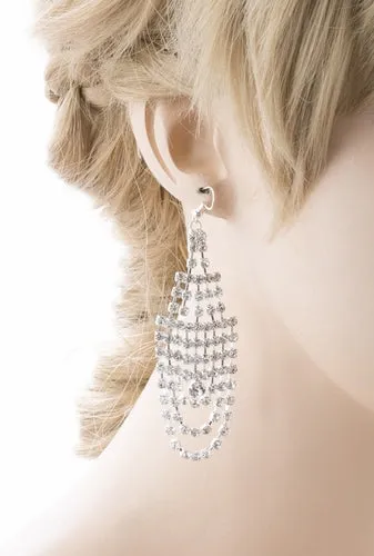 Bridal Wedding Jewelry Crystal Rhinestone Dazzling Drape Dangle Earrings E984 SV