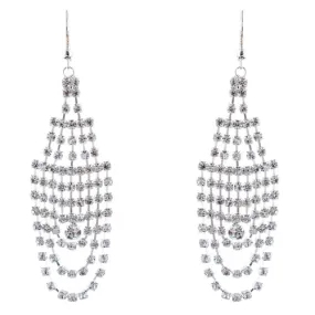 Bridal Wedding Jewelry Crystal Rhinestone Dazzling Drape Dangle Earrings E984 SV