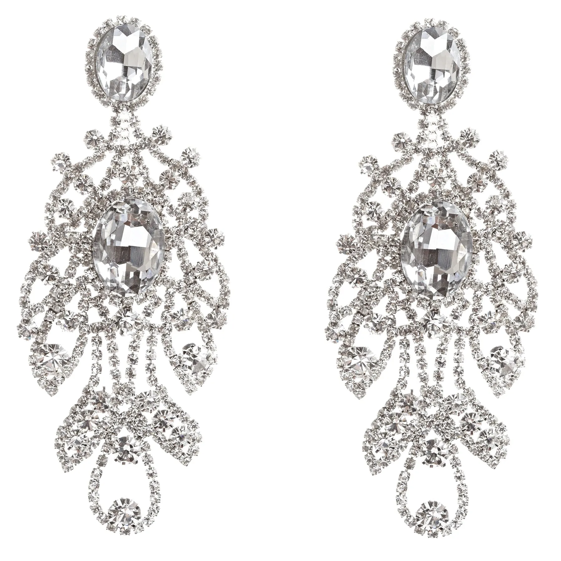 Bridal Wedding Jewelry Crystal Rhinestone Precisely Crafted Necklace E716 Silver