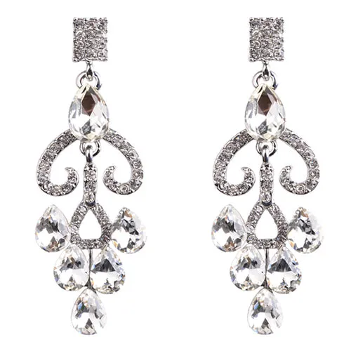 Bridal Wedding Jewelry Prom Crystal Rhinestone Gorgeous Dangle Earrings E1184 SV