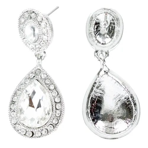 Bridal Wedding Jewelry Prom Crystal Rhinestone Teardrop Dangle Earrings E1197 SV