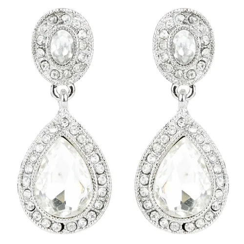 Bridal Wedding Jewelry Prom Crystal Rhinestone Teardrop Dangle Earrings E1197 SV