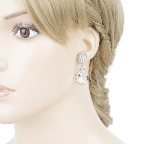 Bridal Wedding Jewelry Prom Crystal Rhinestone Teardrop Dangle Earrings E1197 SV