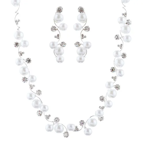 Bridal Wedding Prom Crystal Rhinestone Pearl Bracelet White