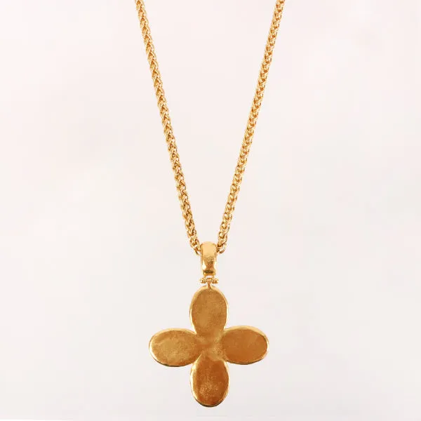 CHANEL Around 1995 Made Marble Stone Cc Mark Flower Motif Necklace Royal Blue
