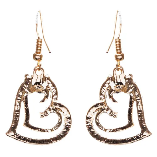 Charming Valentine Theme Fashion Crystal Rhinestone Heart Earrings E906 Gold
