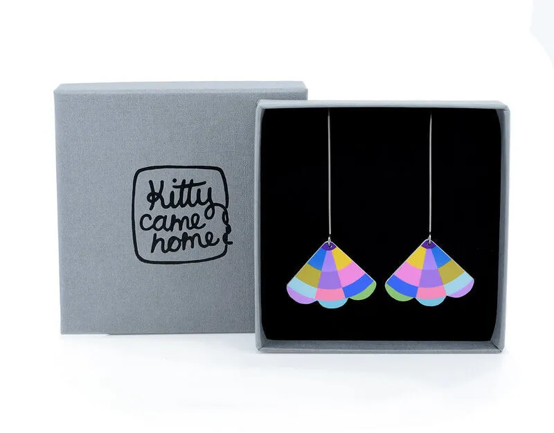 Claire Ishino - Flower Fan - long drop hook earrings