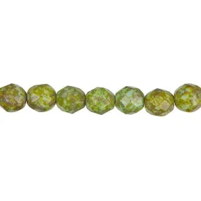 Czech Glass 8mm Opaque Light Blue Turquoise Picasso Faceted Round Bead Strand by Raven's Journey