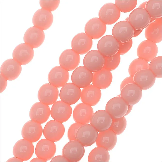 Czech Glass Pastella Collection, Smooth Round Druk Beads 4mm, Vintage Pink (1 Strand)