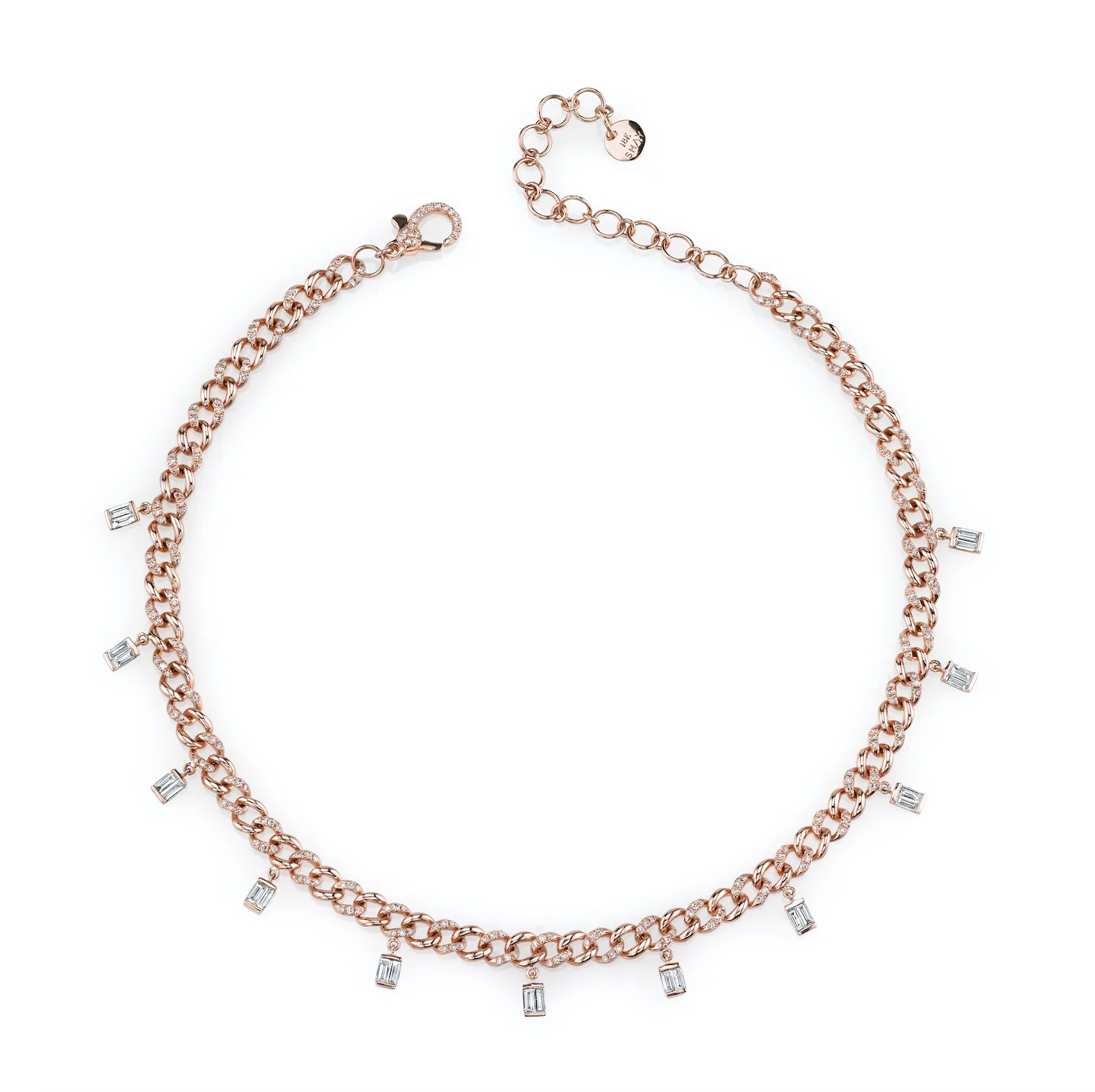 DIAMOND BAGUETTE DROP LINK NECKLACE