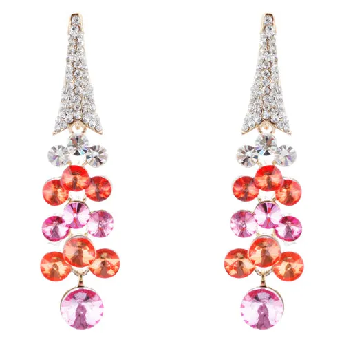 Dressy Beautiful Sparkle Crystal Rhinestone Dangle Fashion Earrings E966 Pink