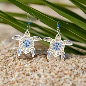 Engraved Wooden Earrings  Sea Turtle