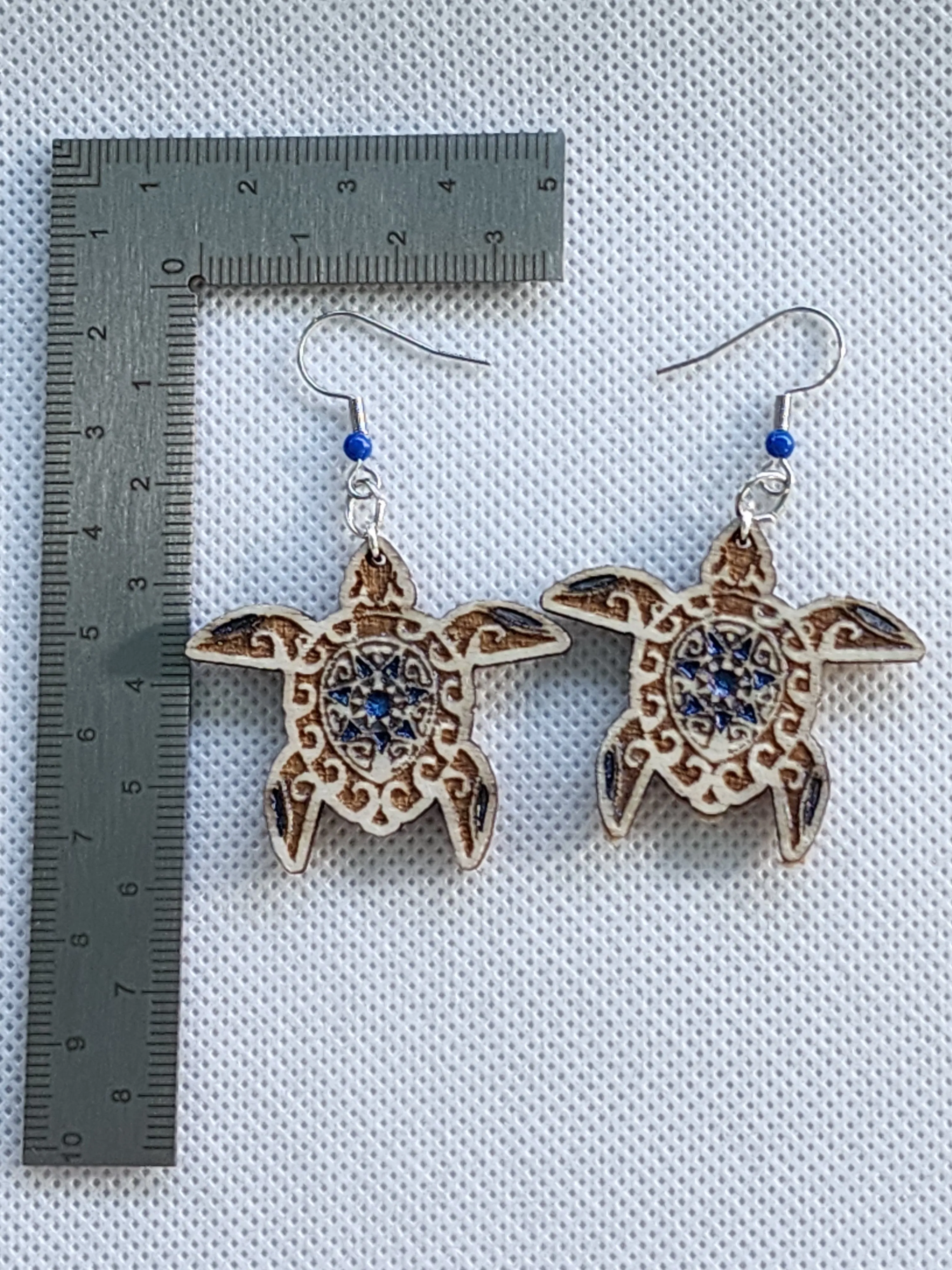 Engraved Wooden Earrings  Sea Turtle