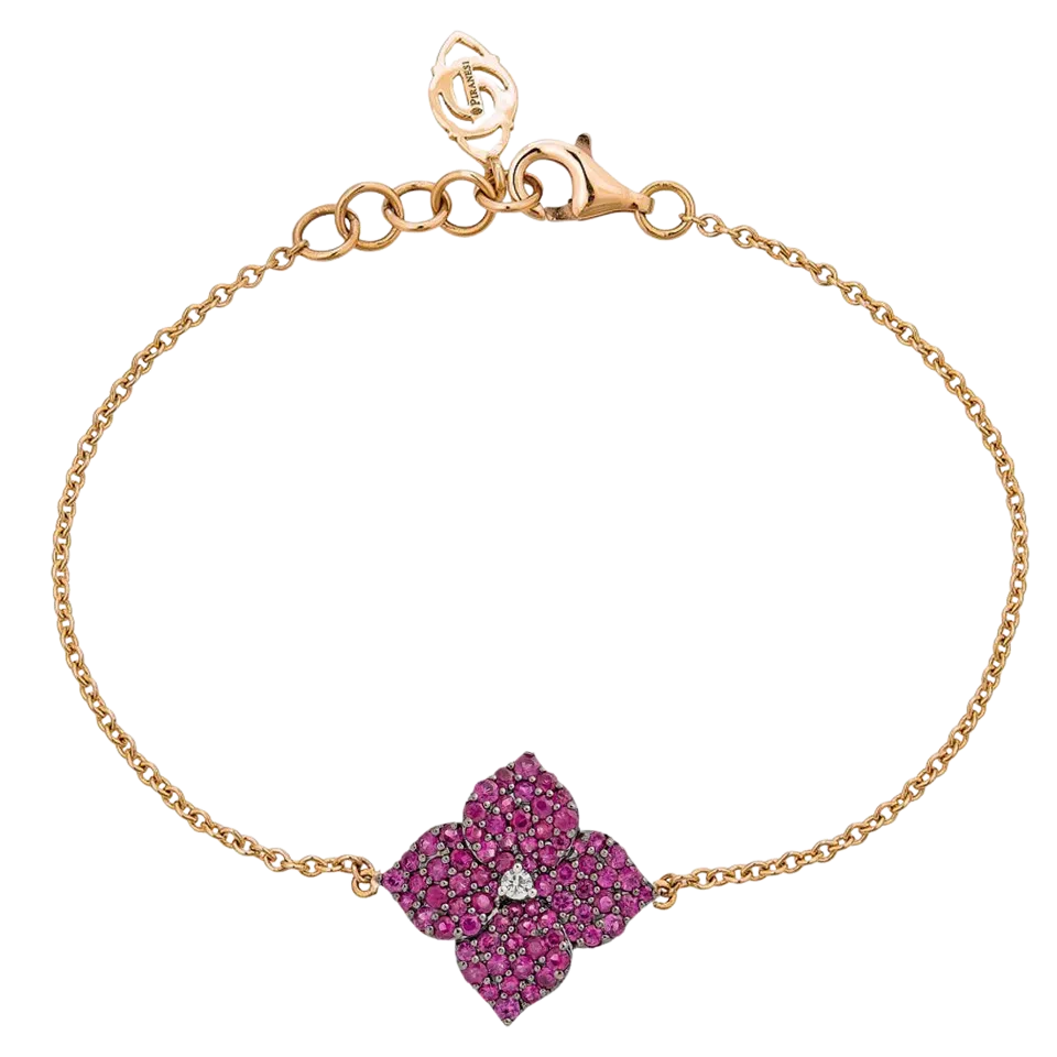 Fiore Small Deep Pink Sapphire Flower Bracelet