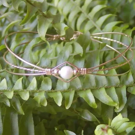 Freshwater Pearl Beaded Gold Filled Wire Wrapped Bracelet - June Birthstone