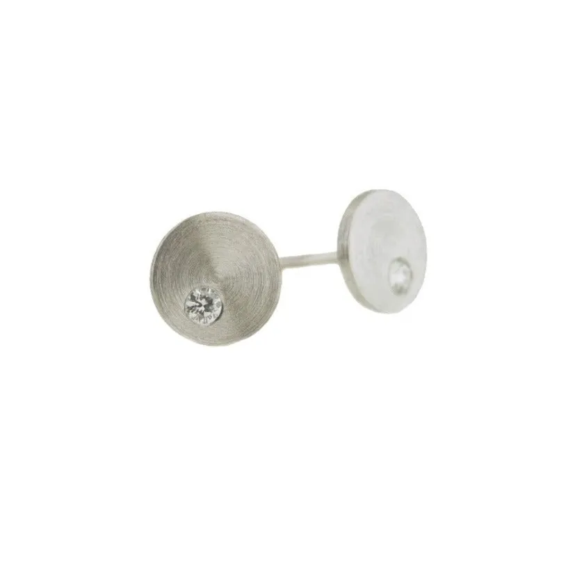 Group 1 | Offset  Disk Stud Earring, Platinum   Diamonds (4 SIZES)