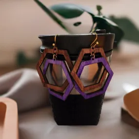 Hexagon Wooden Earrings