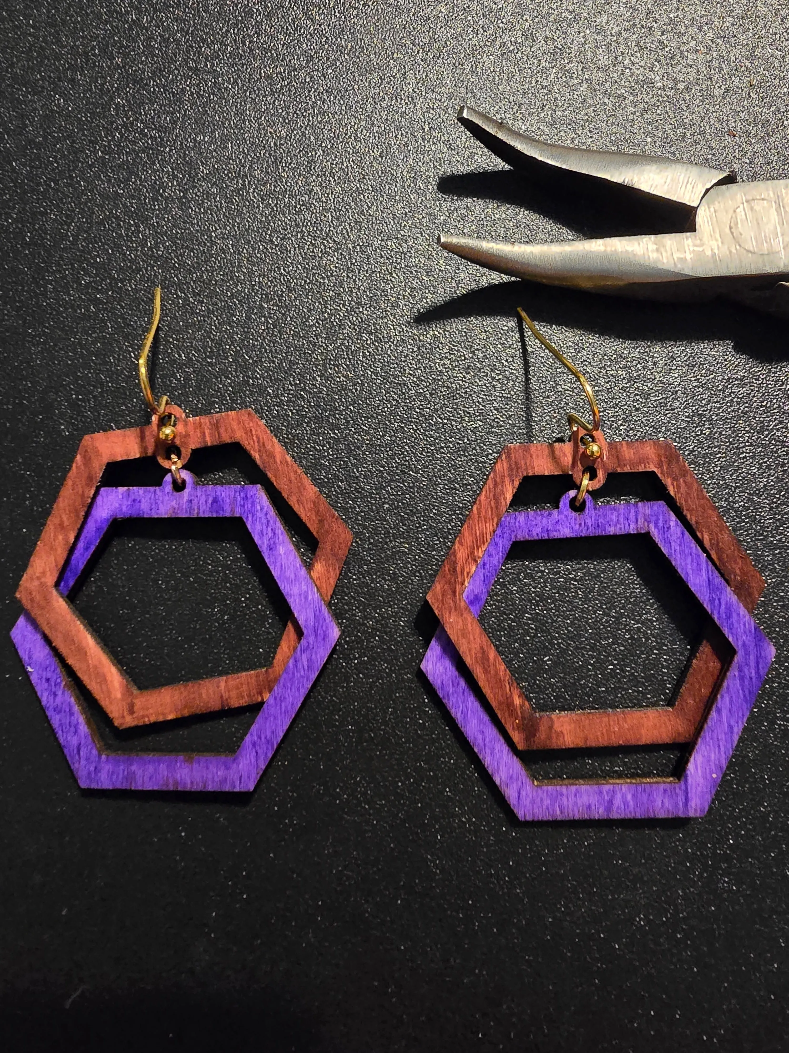 Hexagon Wooden Earrings