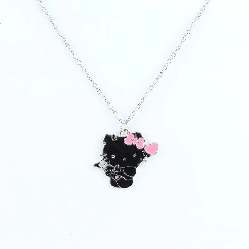 Kawaii Hello Kitty Necklace (Black & White)