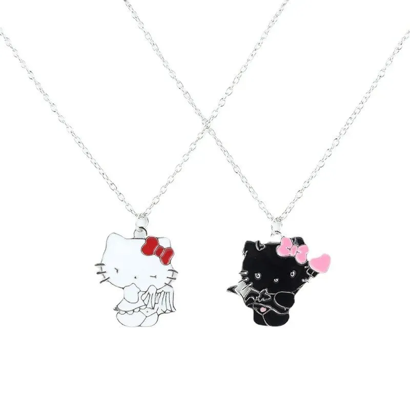 Kawaii Hello Kitty Necklace (Black & White)