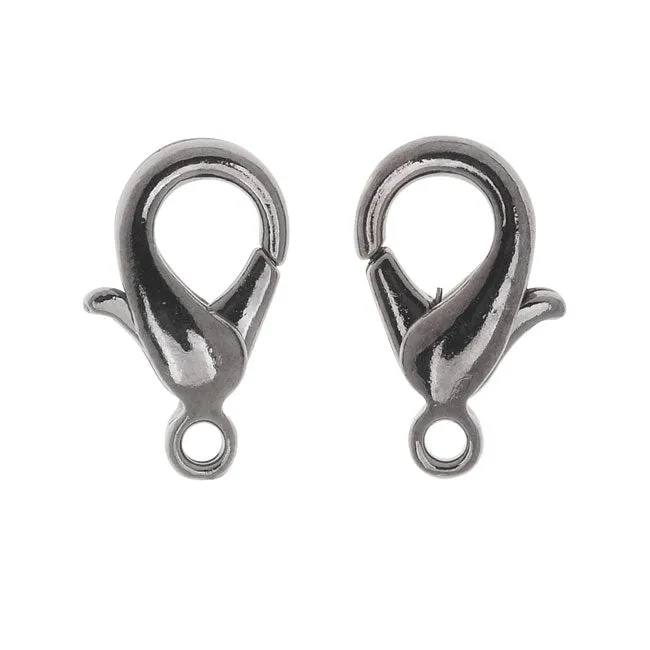 Lobster Clasps, Curve 12.5mm, Gunmetal Plated (20 Pieces)