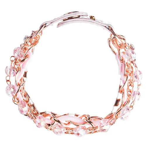 Modern Fashion Crystal Rhinestone Gorgeous Multi Layered Bracelet B464 Pink