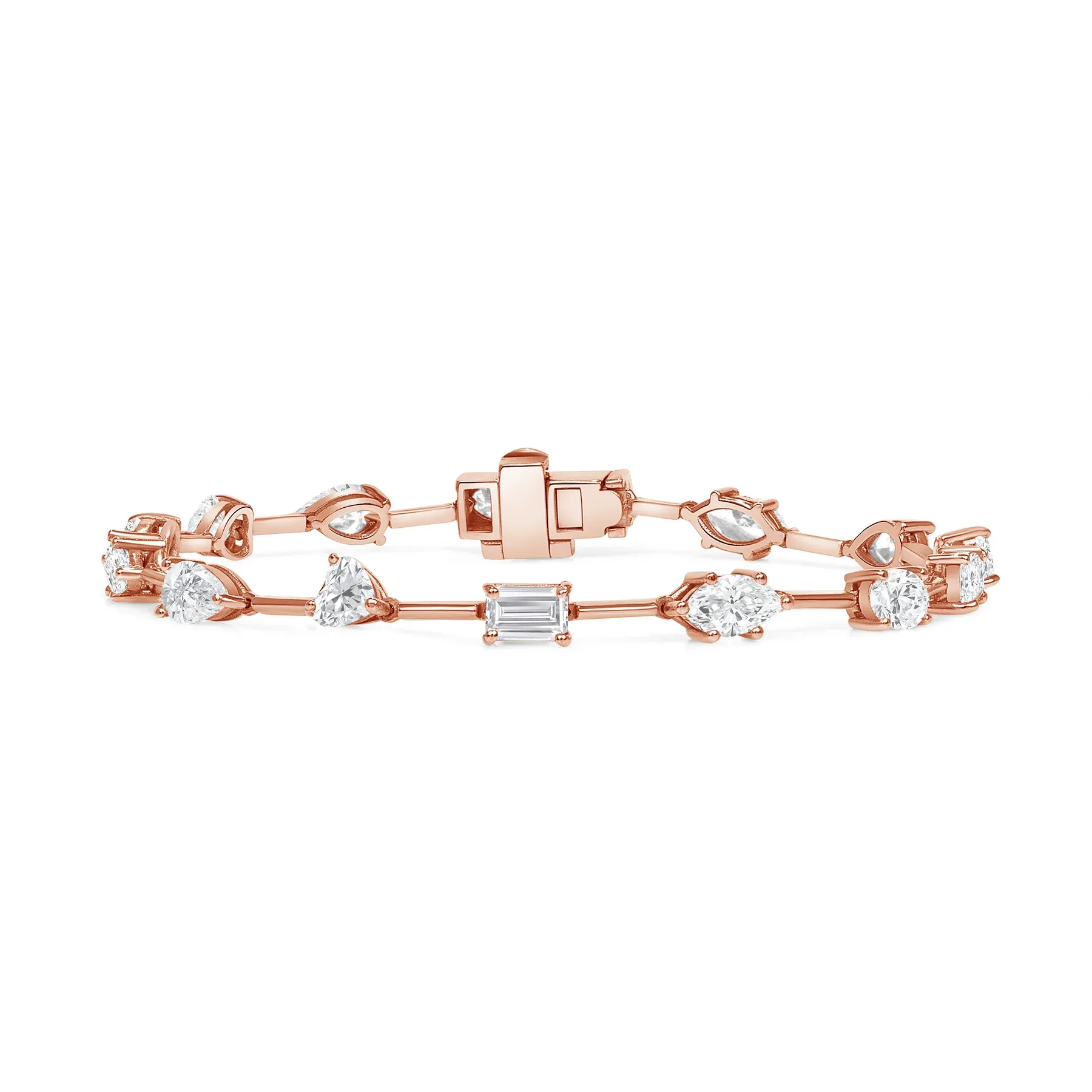 Multi Cut Diamond 14K Rose Gold Link Bracelet