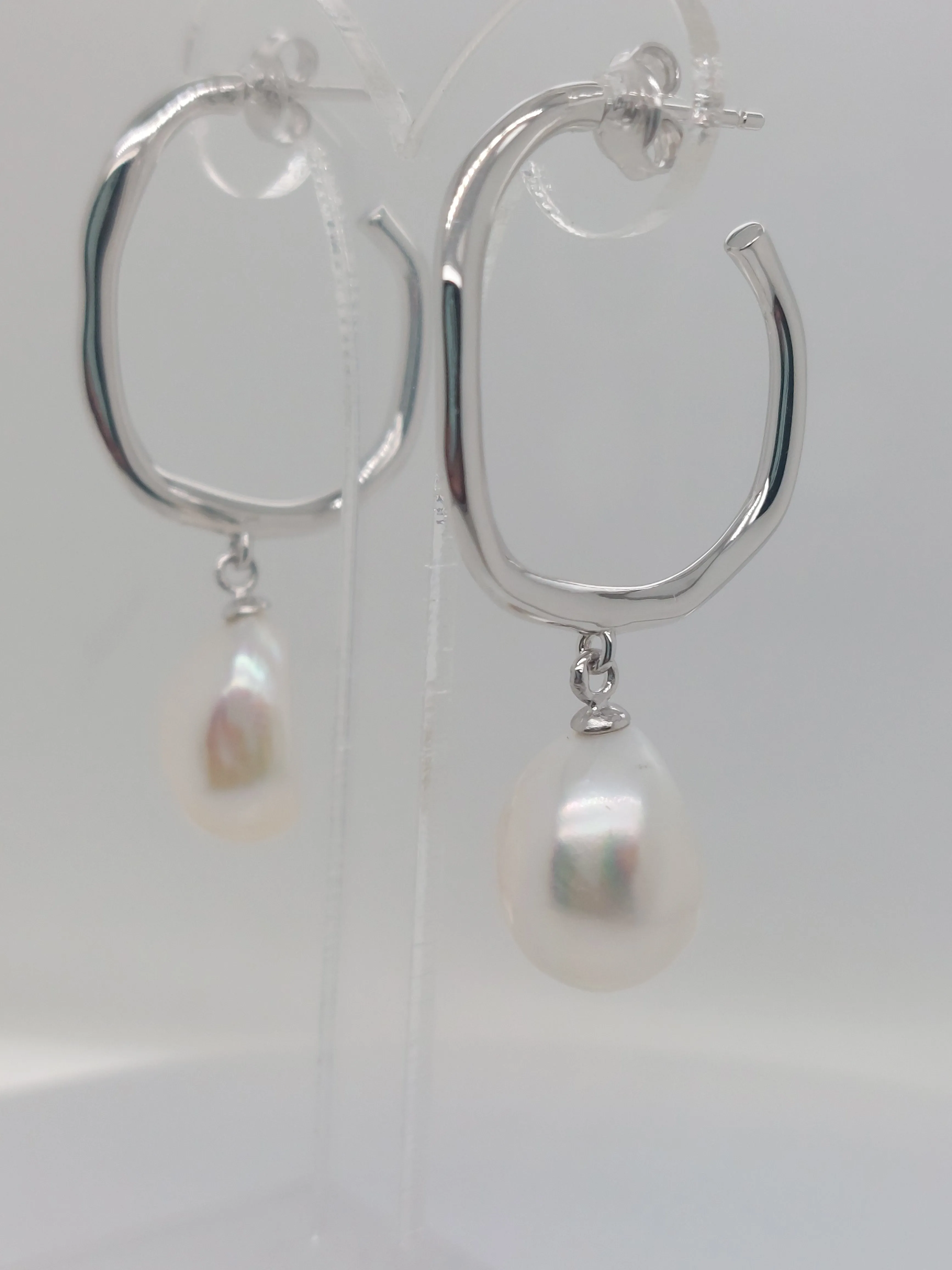 Pearl Drop Hoops