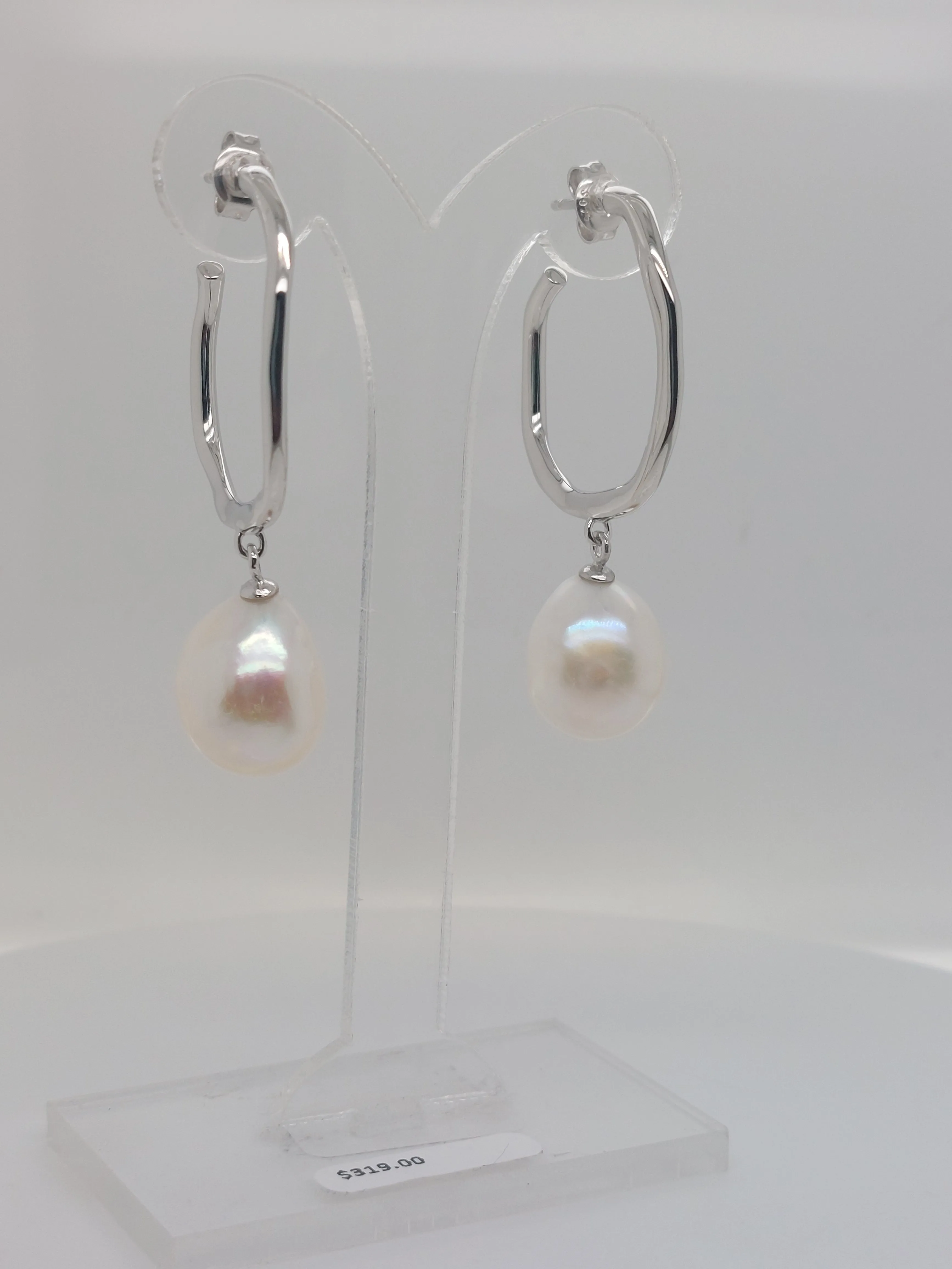 Pearl Drop Hoops