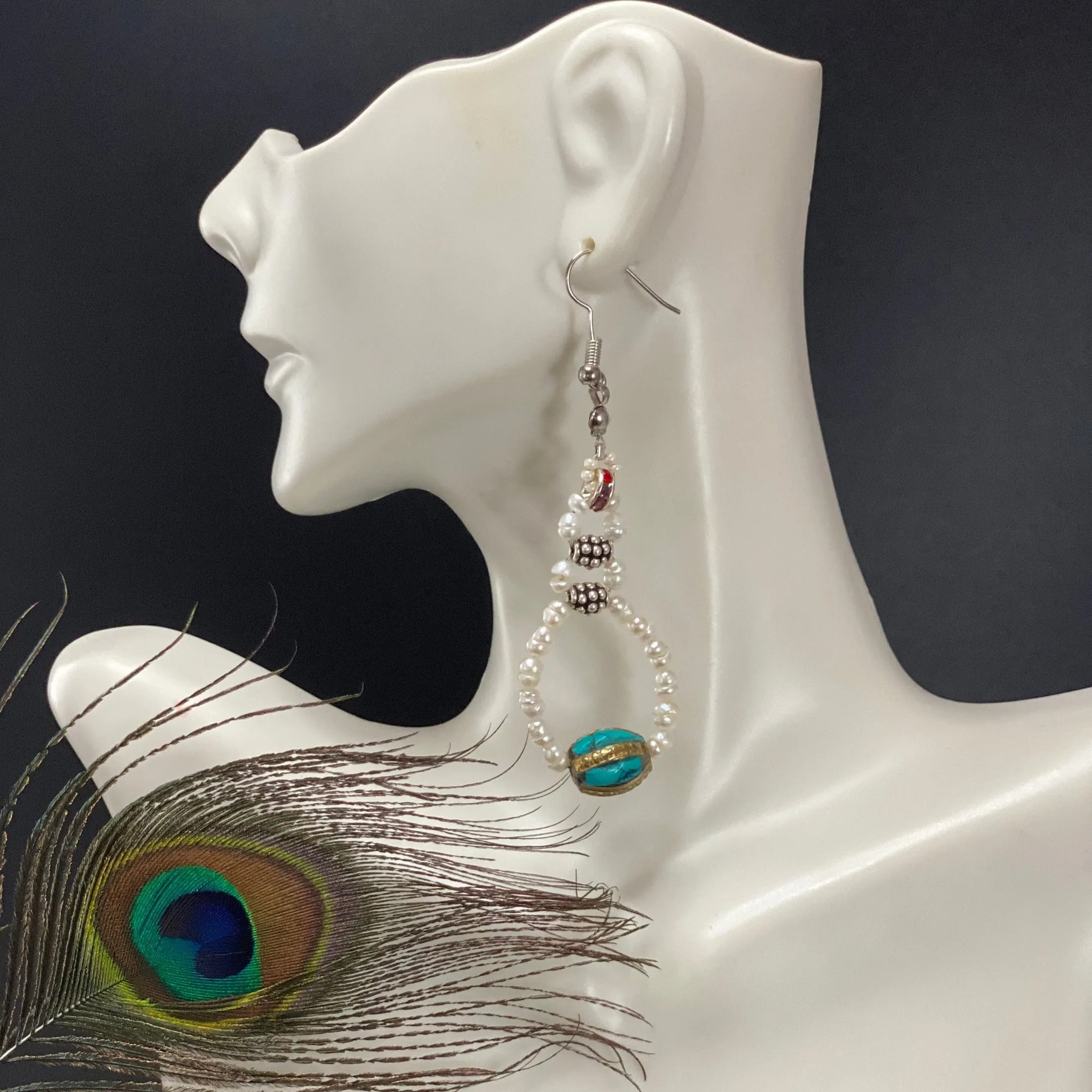 Seed Pearl Tibetan Earrings