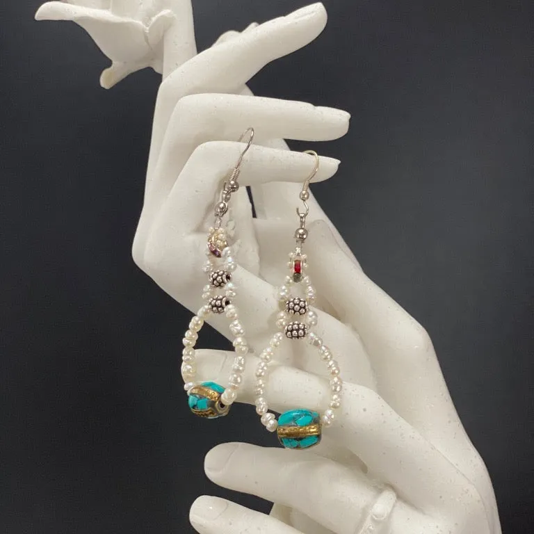 Seed Pearl Tibetan Earrings