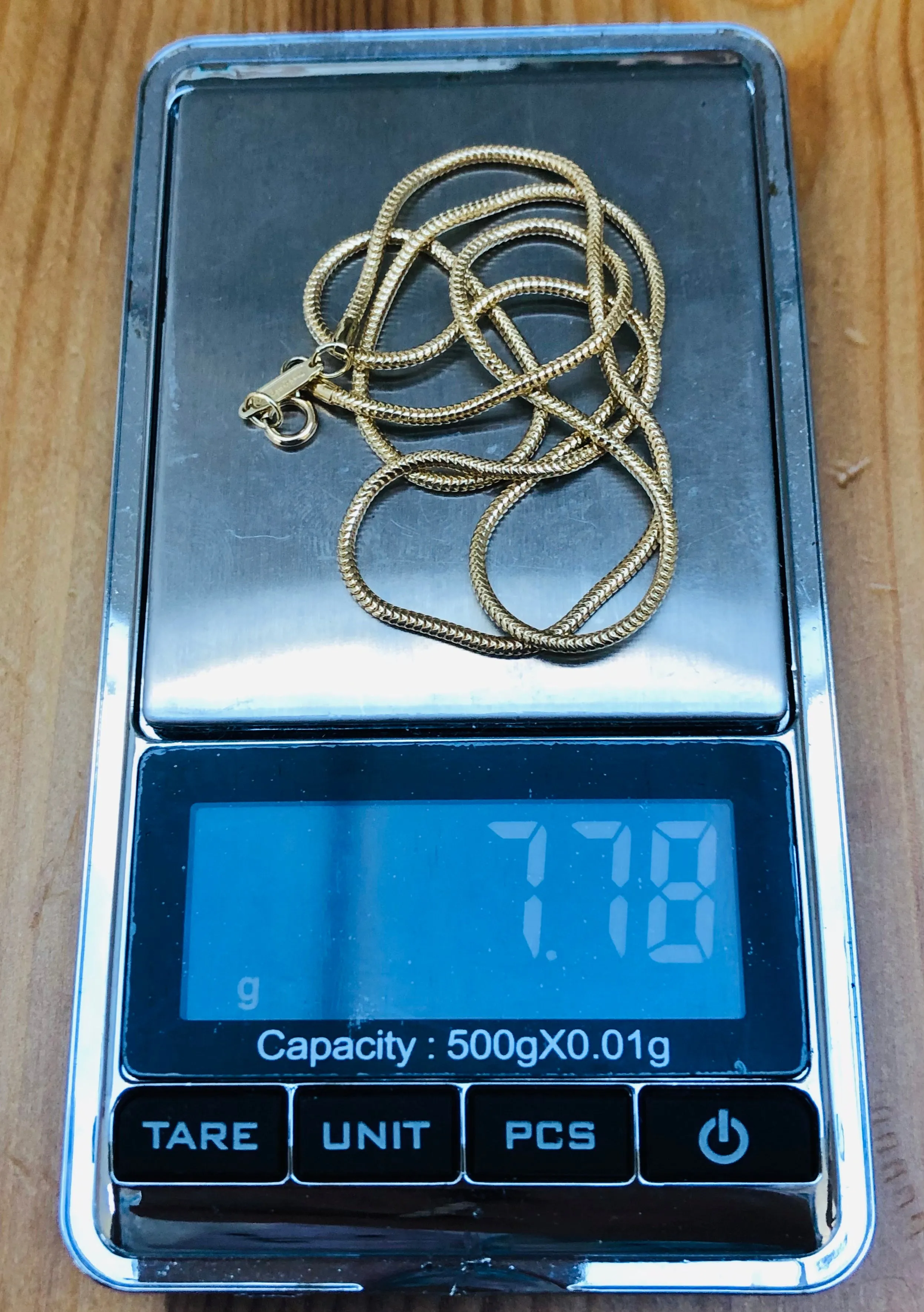 Tiffany & Co. Circa 2000 Vintage Solid 18ct Yellow Gold Snake Chain 18" Long